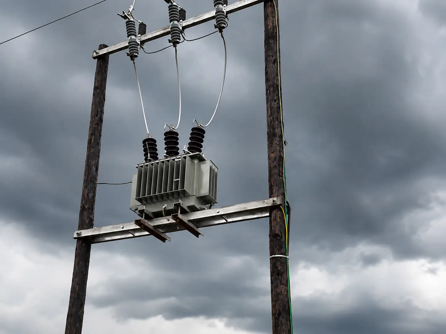 Pole-mounted transformer installation for a sugar factory in Cabo Delgado