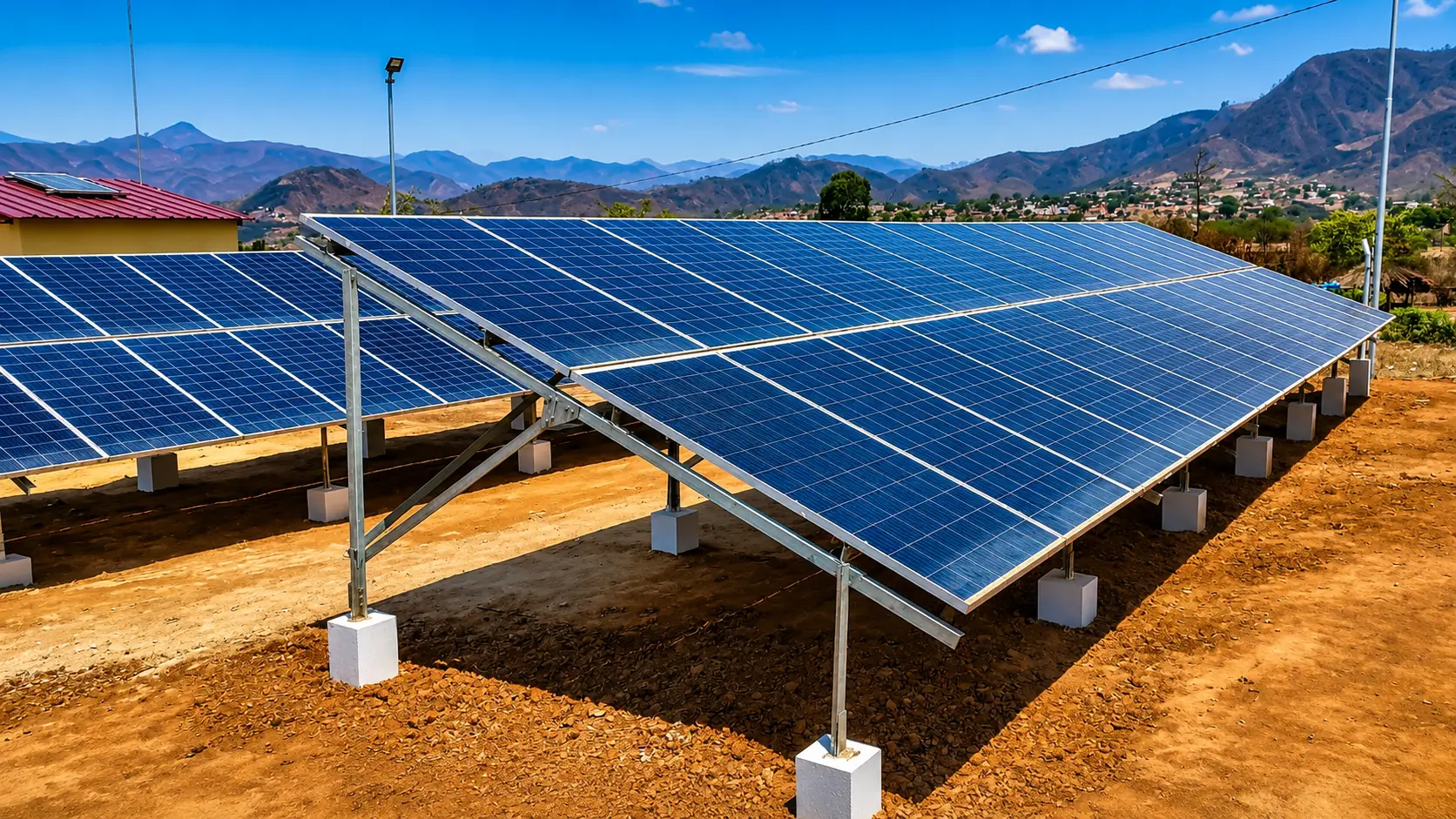 Large ground-mount solar array installed by Transform Africa Energy